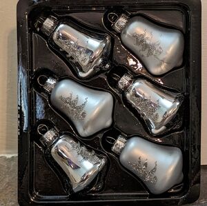 Glass Bell Shaped Vintage Christmas Ornaments Set Of 6